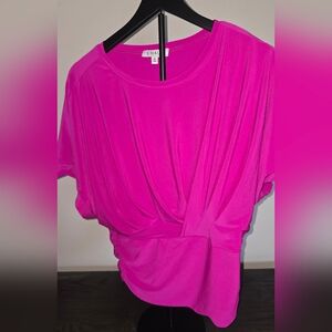 Chaus Vibrant Pink Blouse with Elegant Draping